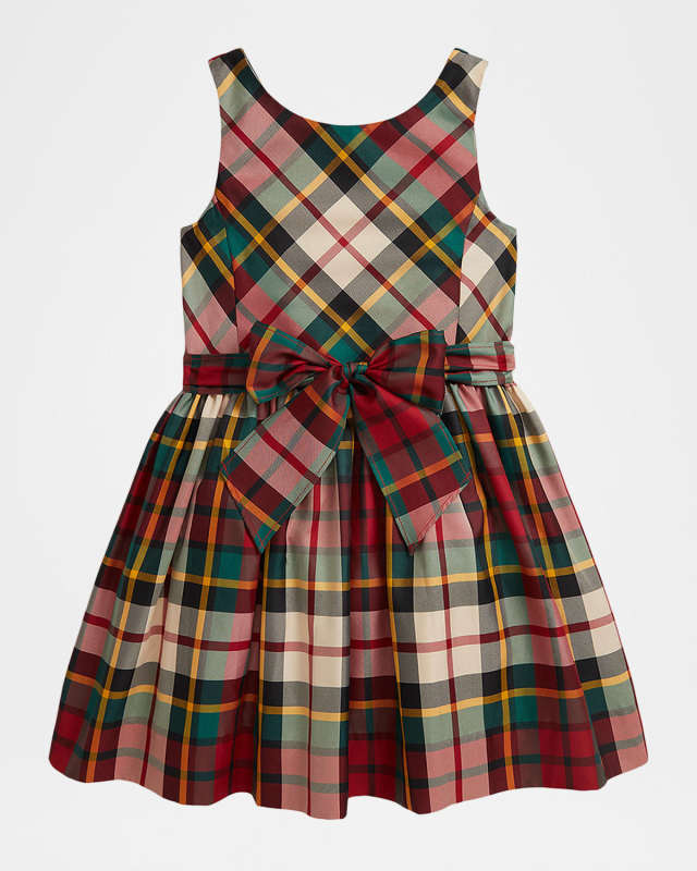 Girl's Sleeveless Plaid Twill Dress, Size 2-6X